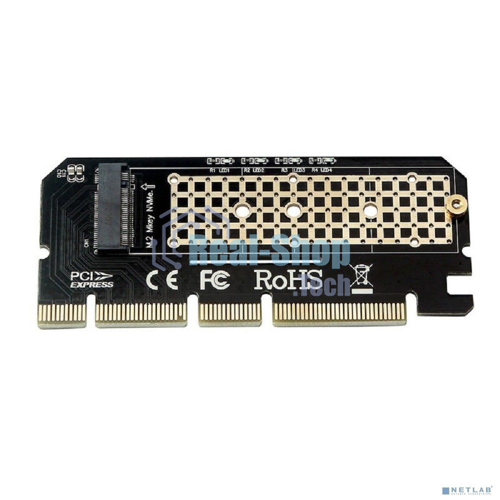 Переходник ORIENT C299E PCI-E 16x->M.2 M-key NVMe SSD, тип 2230/2242/2260/2280 (30899)