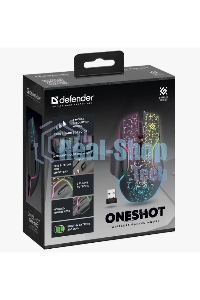 Мышь беспроводная Defender Oneshot GM-067 черный, 3200 dpi, радиоканал, USB, кнопки - 7