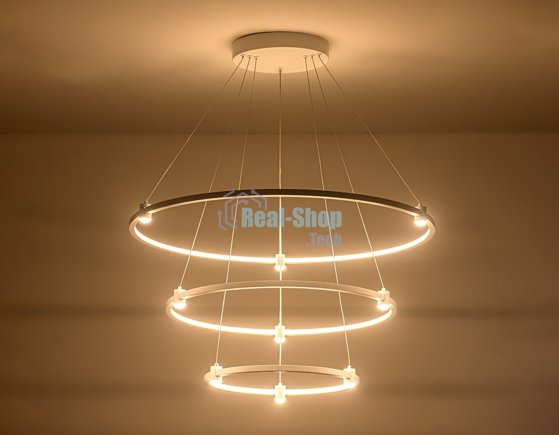 Подвесной светодиодный светильник Ambrella light FL5511/3+9 WH белый 90W 3000K/4200K/6400K D800/600/400*1300 (без ПДУ)