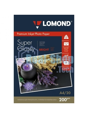 Фотобумага Lomond 1101112 A4/200г/м2/20л./белый высокоглянцевое для струйной печати