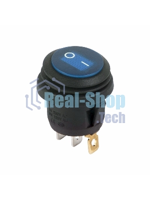 Выключатель клавишный Rexant круглый 250V 6А (3c) ON-OFF синий с подсветкой, влагозащита