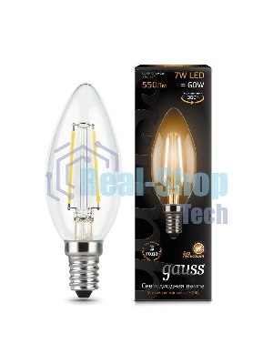 Лампа светодиодная Gauss LED Filament Свеча E14 7W 550lm 2700К 1/10/50