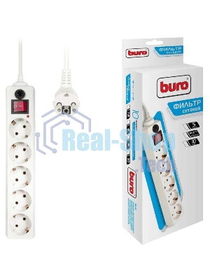 Сетевой фильтр Buro 500SH-10-W 10 м, 5 розеток, белый, коробка