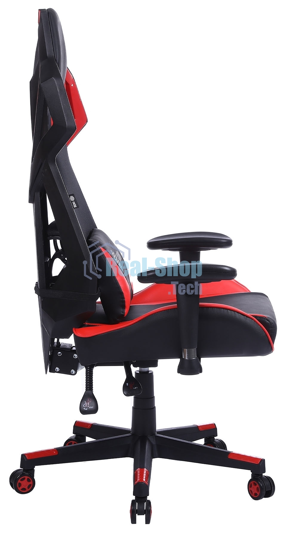 Кресло игровое Cactus CS-CHR-090BLR черный/красный, сиденье черный/красный, эко.кожа/сетка, крестовина пластик, пластик черный