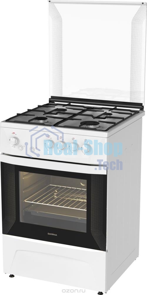 Плита газовая Darina 1D GM141 007 W белый, конфорок 4 шт, духовка 50 л, 60 см x 85 см x 60 см
