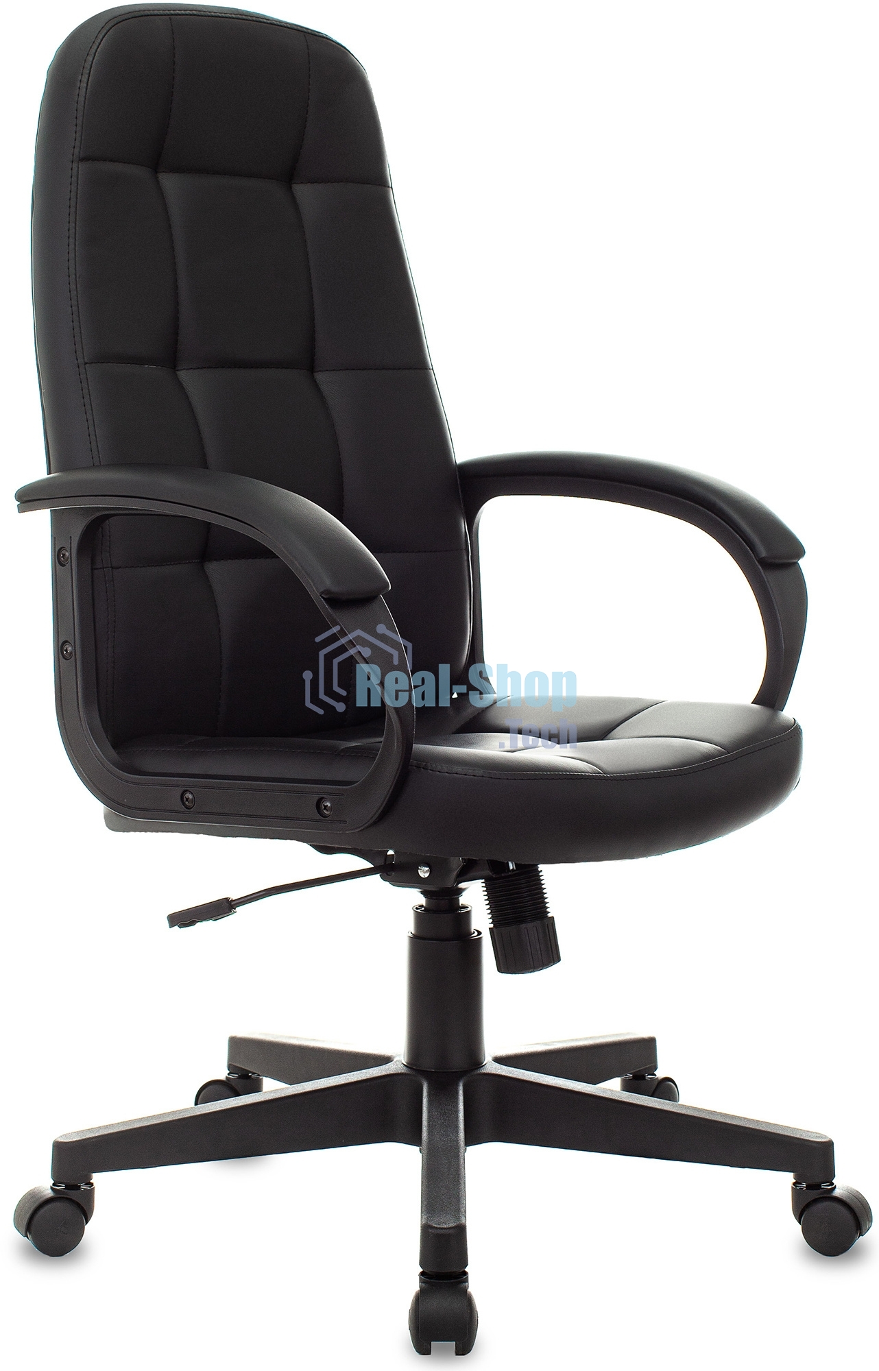 Кресло руководителя Бюрократ CH 002 черный, эко.кожа, крестов. пластик