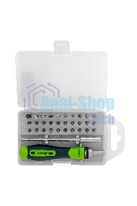 Отвертка реверсивная Сибртех для точных работ с набором бит и торцевых головок, 32 предметов, CrV