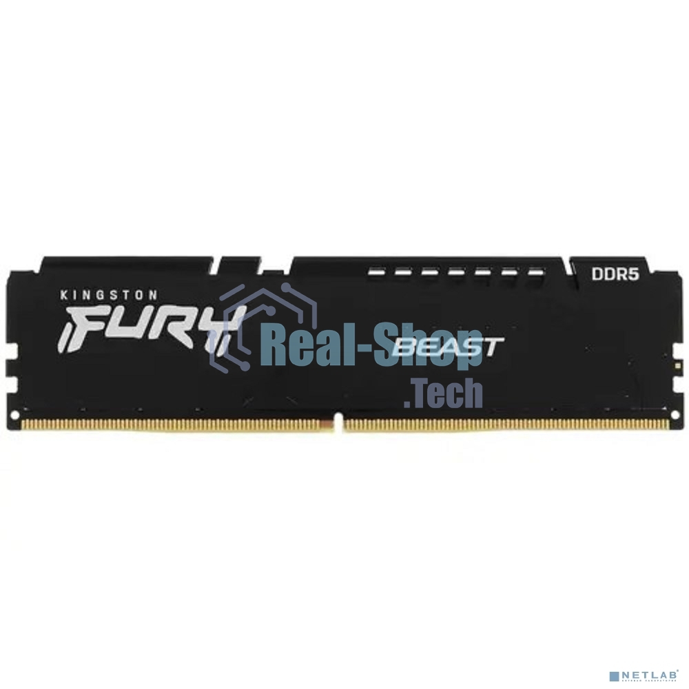 Оперативная память Kingston Fury Beast, DDR5, 32GB (1x32GB), 5200MHz, CL40, DIMM, радиатор, черный