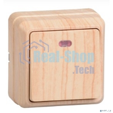 Выключатель 1-кл. ОП ОКТАВА 10А IP20 с индик. сосна ИЭК EVO11-K03-10-DC