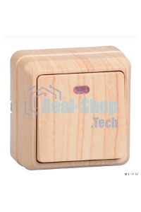 Выключатель 1-кл. ОП ОКТАВА 10А IP20 с индик. сосна ИЭК EVO11-K03-10-DC