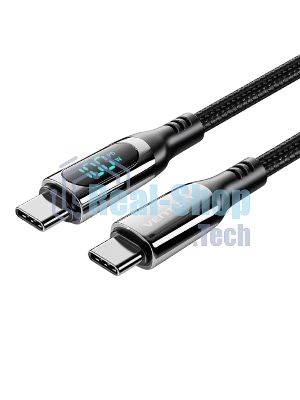 Кабель Vention USB 2.0 CM/CM с LED дисплеем - 1.2м. черный 5А PD100W, шт.