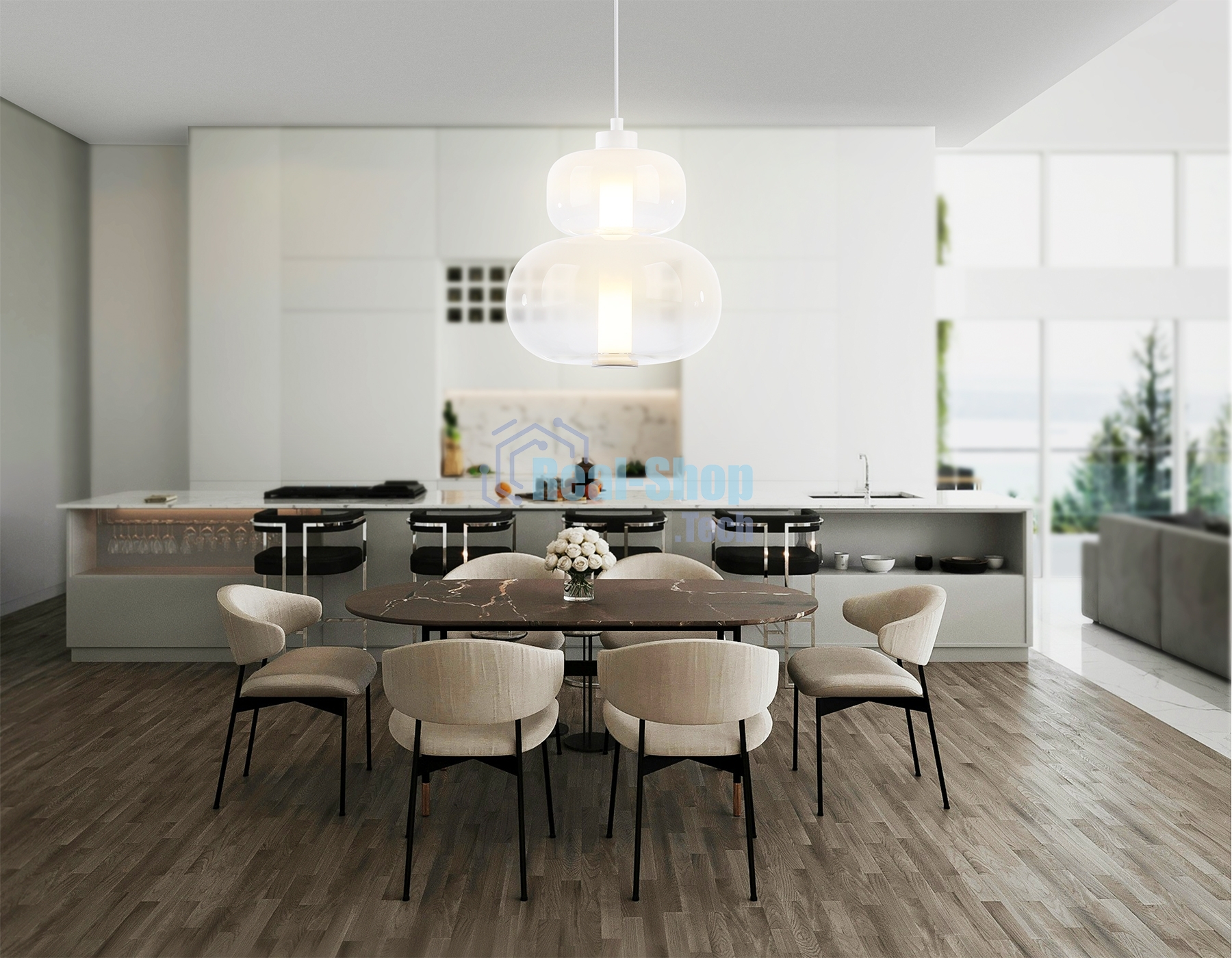 Подвесной светодиодный светильник Ambrella light LH11051 WH/FR белый/белый матовый 12W 3000K D230*265