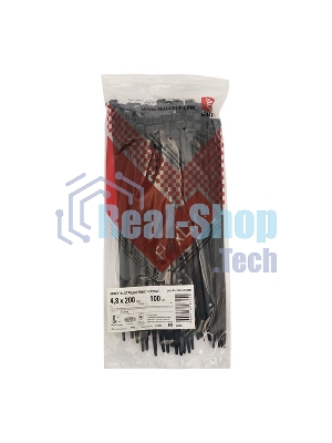 Хомут EKF plc-fl-ctsb-4.8x200 P6.6 стандартный (ч), 4.8x200 (100 шт) FlexLock PROxima