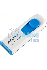 Флешка USB ADATA С008 (AC008-64G-RWE), 64Gb, USB 2.0, R/W 15/5, белый/синий