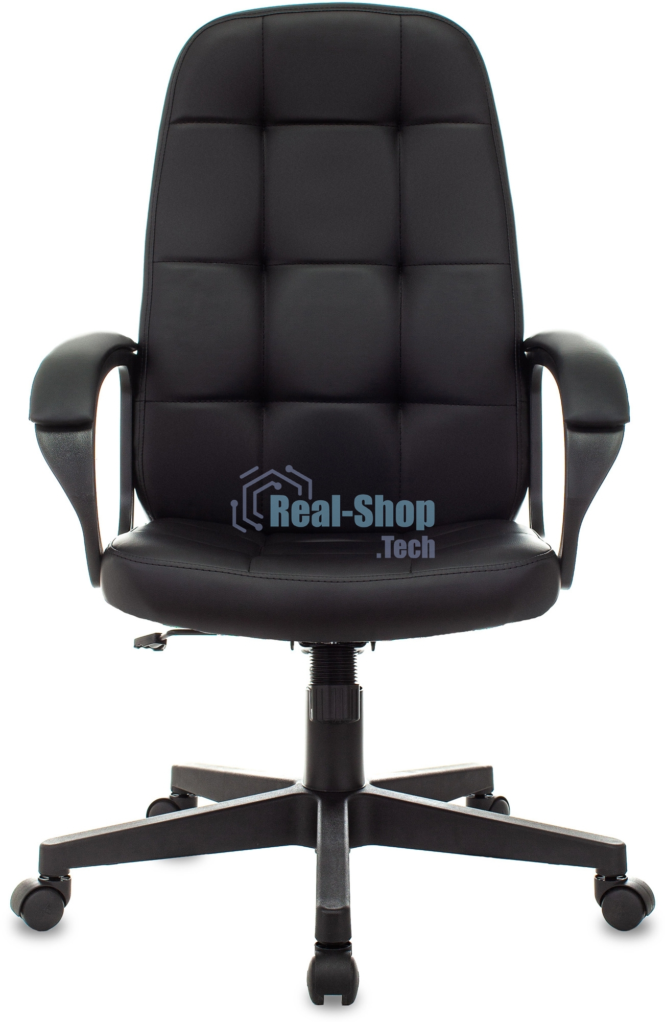 Кресло руководителя Бюрократ CH 002 черный, эко.кожа, крестов. пластик