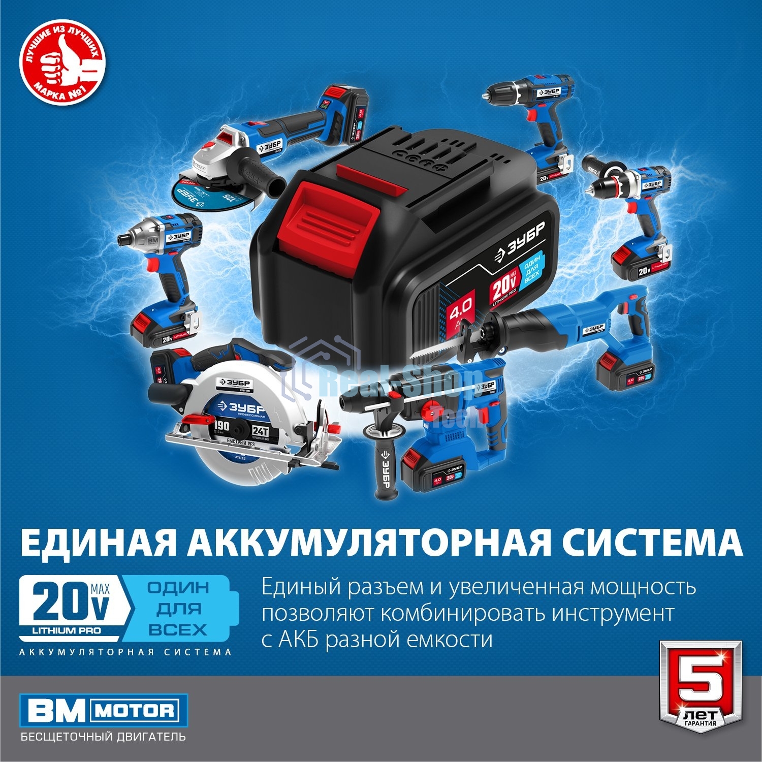 Бесщеточный гайковерт ЗУБР Профессионал GB-250-22, 20В, 2 АКБ (2Ач), в кейсе
