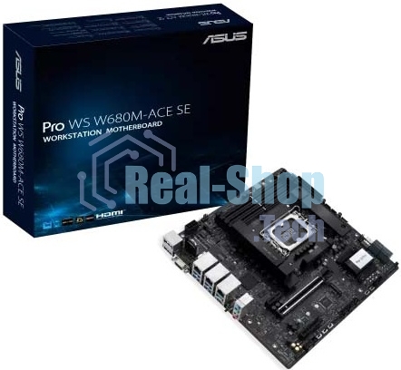 Материнская плата Asus PRO WS W680M-ACE SE, LGA1700, Intel W680, 4xDDR5, 8xSATA, 2xM.2, 1xPCIe 5.0 x16, 1xPCIe 3.0 x4, 1xPCIe 3.0 x1, 1xDP, 1xHDMI, 1xVGA, 3x2.5Gb LAN, 1xUSB-C 10Gbps, 1xUSB-A 10Gbps, 4xUSB-A 5Gbps, 3x3.5 мм, 7.1, mATX