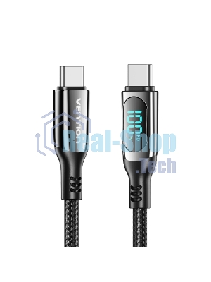 Кабель Vention USB 2.0 CM/CM с LED дисплеем - 1.2м. черный 5А PD100W, шт.