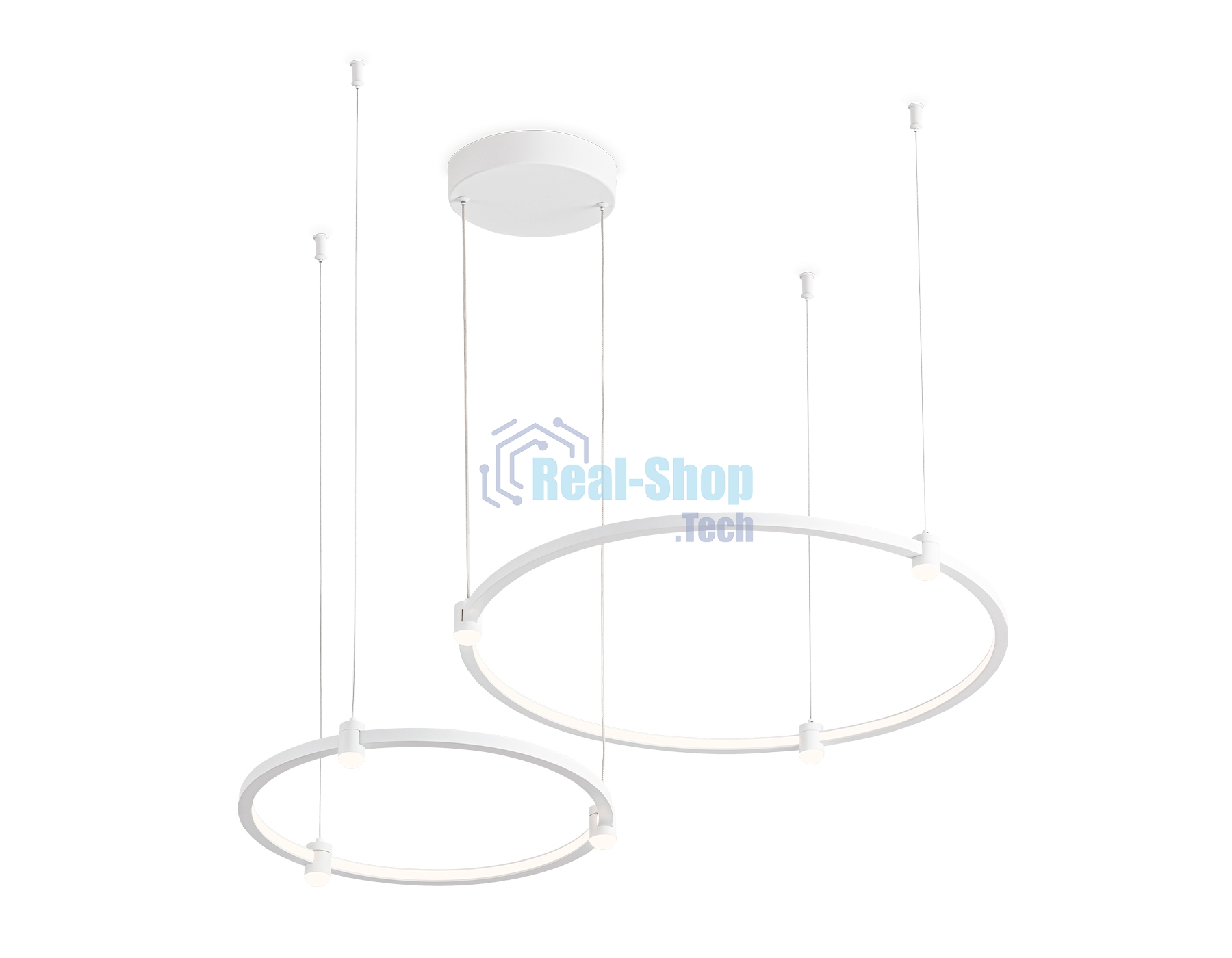 Подвесной светодиодный светильник Ambrella light FL5521/2+6 WH белый 45W 3000K/4200K/6400K D600/400*1300 (без ПДУ)