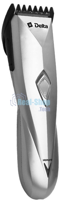 Машинка для стрижки Delta DL-4035А серебристый (серебристый, 2 Вт, аккум. батарея 1,2 В, регулировка длины срезаемых волос, ножи из нержавеющей стали, время работы при заряженной батарее 30 мин., в комплекте: расческа, ножницы, масленка, щетка для чистки)