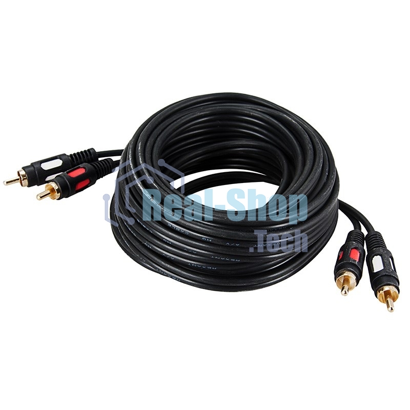 Шнур Rexant 2 RCA - 2 RCA, длина 3 метра, черный (GOLD)