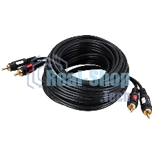 Шнур Rexant 2 RCA - 2 RCA, длина 3 метра, черный (GOLD)