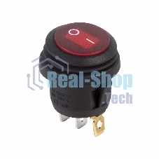 Выключатель клавишный Rexant круглый 250V 6А (3с) ON-OFF красный с подсветкой, влагозащита