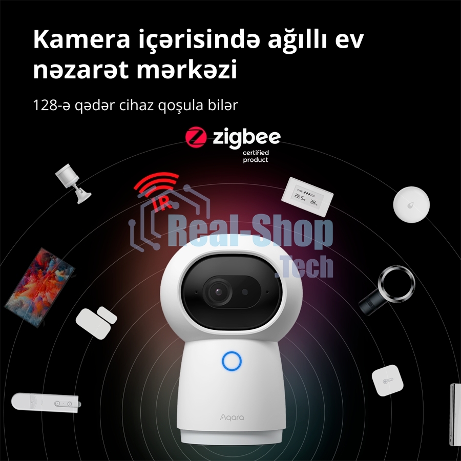 Камера AQARA Camera Hub G3/Камера+ управления/Управление жестами/Камера 360/2K 2304х1296p/Протокол связи:Zigbee/WiFi/Питание:USB-C/белый CH-H03