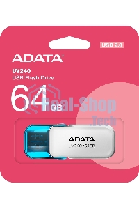 Флешка USB ADATA UV240 (AUV240-64G-RWH), 64Gb, USB 2.0, R/W 15/5, белый/синий