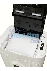 Шредер Heleos АП20-5 белый/черный с автоподачей (секр.P-5) перекрестный 131лист. 20лтр. скрепки скобы пл.карты