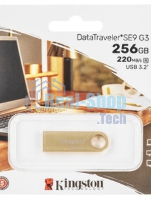Флешка USB Kingston DataTraveler SE9 G3 (DTSE9G3/256Gb), 256Gb, USB 3.2 Gen 1, R/W 220/100, золотистый