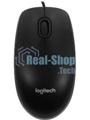 Мышь проводная Logitech B100 черный, 1000 dpi, USB, кнопки - 3