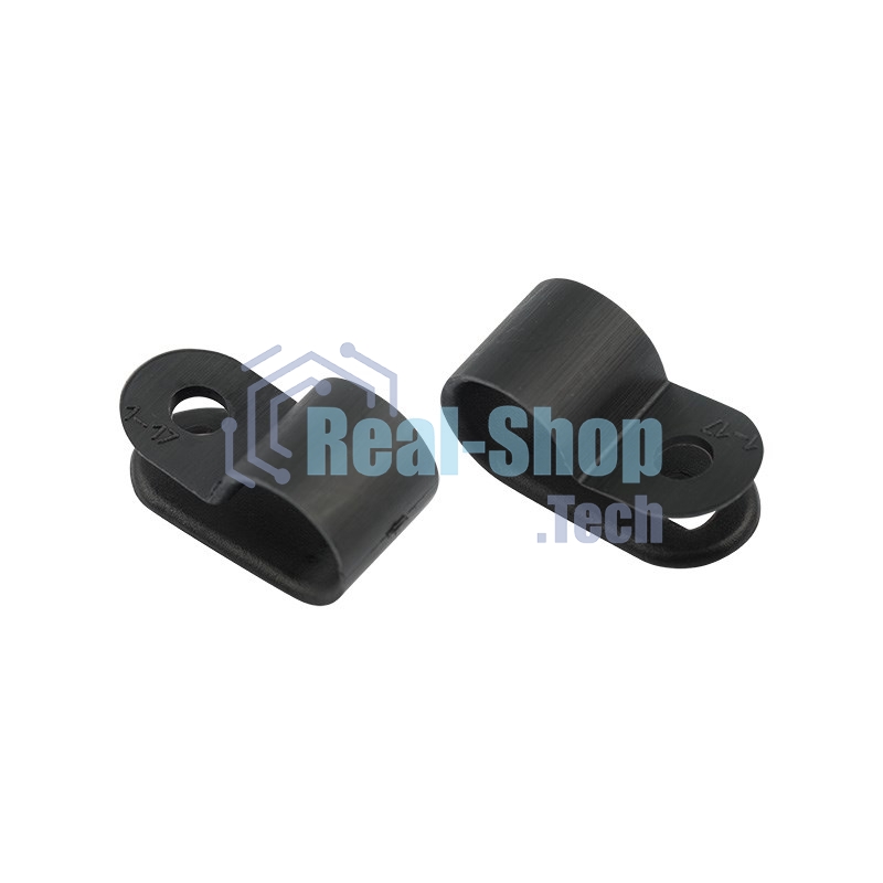 Кабельная скоба под винт Rexant 9 мм, черная, упаковка 50 шт.