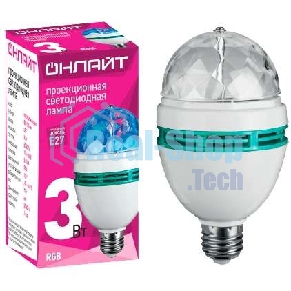 Лампа светодиодная ОНЛАЙТ 61120 OLL-DISCO-3-230-RGB-E27