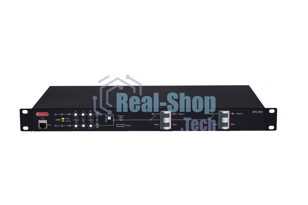 Автоматический ввод резерва ELEMY RACK ATS-1203/32/T/E/DO, 1U, 220B, 32A, Ethernet, Digital Output, in (2) HW, out (2) HW