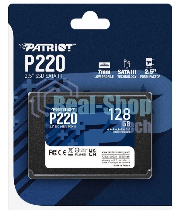 Накопитель SSD Patriot P220, 128Gb, SATA III, 2.5