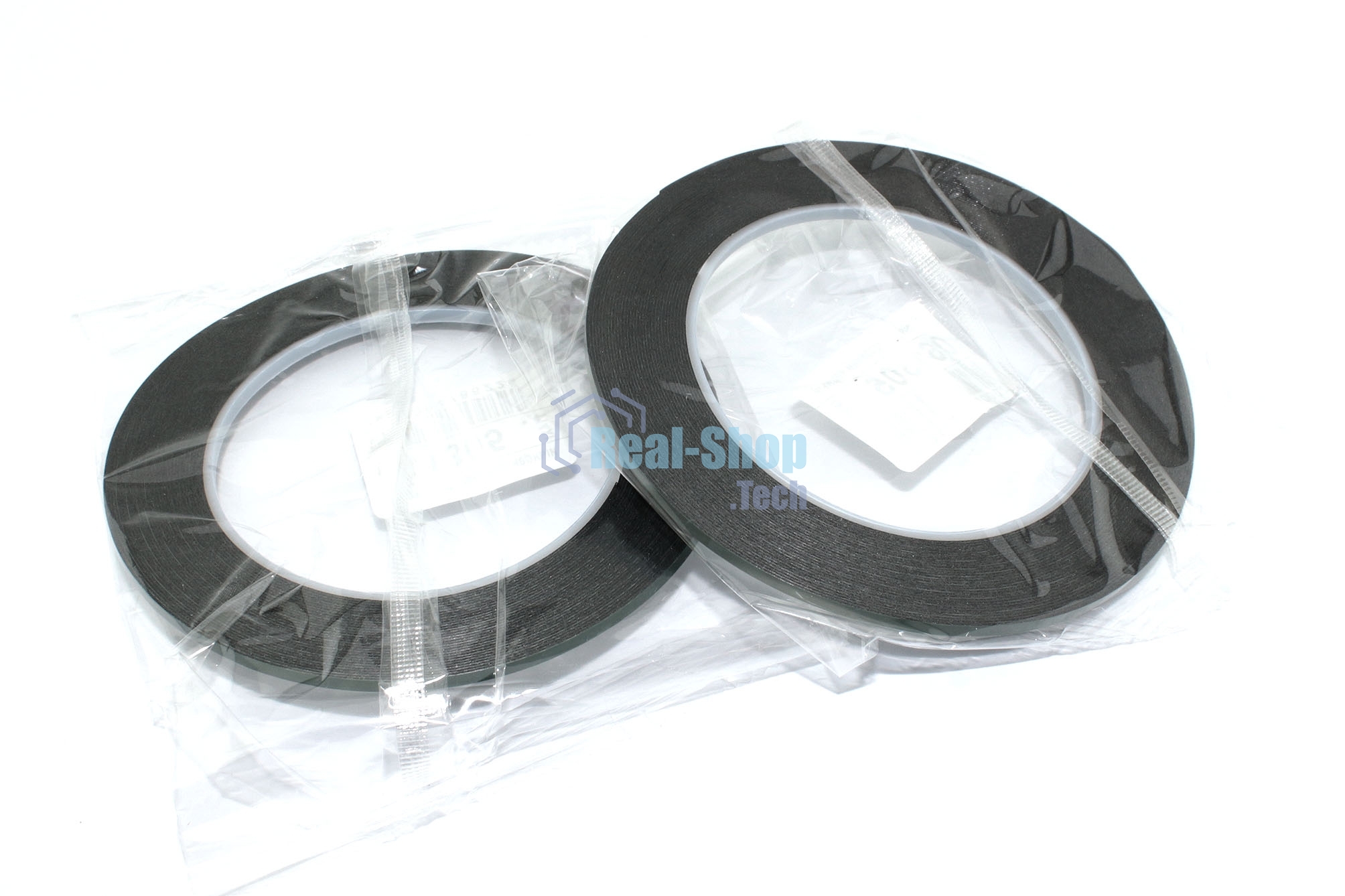 Скотч двусторонний черный вспененный с зеленой защитной лентой толщина 0.5мм ширина 3мм 10м 2 шт