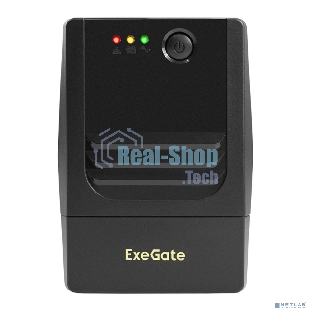 Источник бесперебойного питания ExeGate Power NB-1000.LED.AVR.2SH.USB (1000VA/650W, LED, AVR, 2*Schuko, USB, батарея 12V 9Ah, черный)