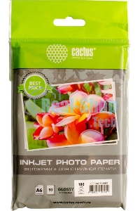 Фотобумага Cactus CS-GA618050ED A6/180г/м2/50л./белый глянцевое для струйной печати