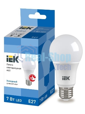 Лампа светодиодная ИЭК LLE-A60-7-230-65-E27 ECO A60 7Вт грушевидная 230В 6500К E27