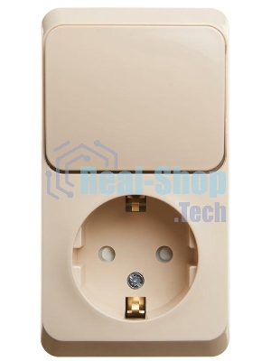 Блок Schneider-electric ЭТЮД О/У БЛОК: Розетка с зазем. со шт. + Выключатель 1-клавиш., кремовый,