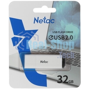 Флешка USB Netac U185 (NT03U185N-032G-20WH), 32Gb, USB 2.0, R/W 25/10, белый/серый