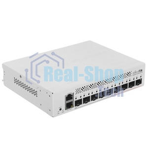 Коммутатор MikroTik Cloud Router Switch CRS310-1G-5S-4S+IN with 800 MHz CPU, 256 MB RAM, 4xSFP+, 5xSFP cages, 1xGbit LAN port, RouterOS L5, desktop case, rackmount ears, PSU