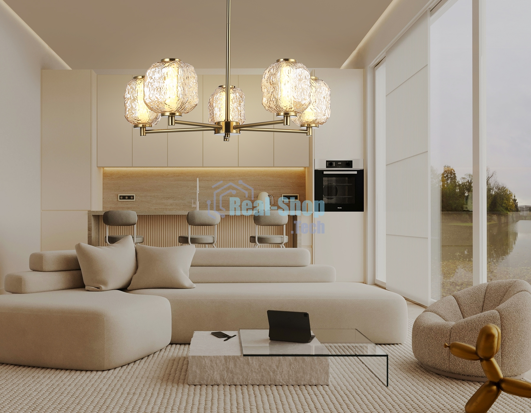 Светильник Ambrella light LH30104/5 SB/TI бронза/янтарь 27W 3000K D660*700