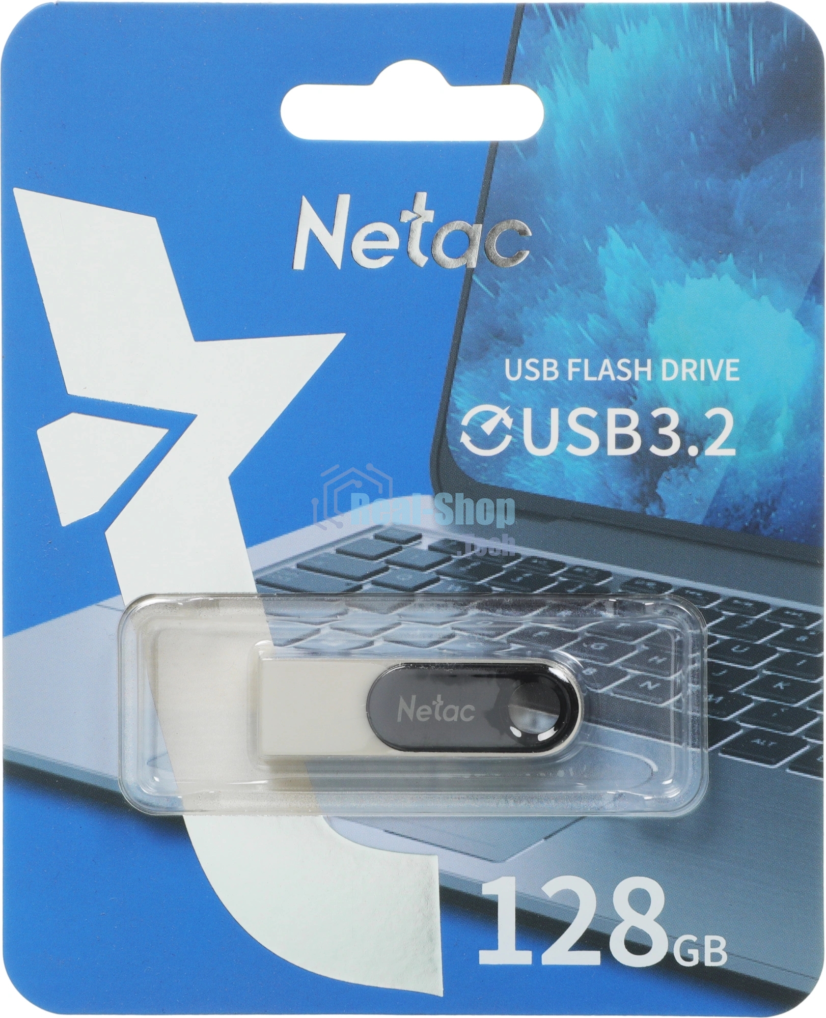 Флешка USB Netac U278 (NT03U278N-128G-32PN), 128Gb, USB 3.0, R/W 110/45, серебристый/черный