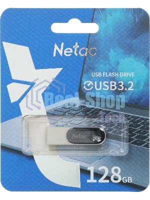 Флешка USB Netac U278 (NT03U278N-128G-32PN), 128Gb, USB 3.0, R/W 110/45, серебристый/черный