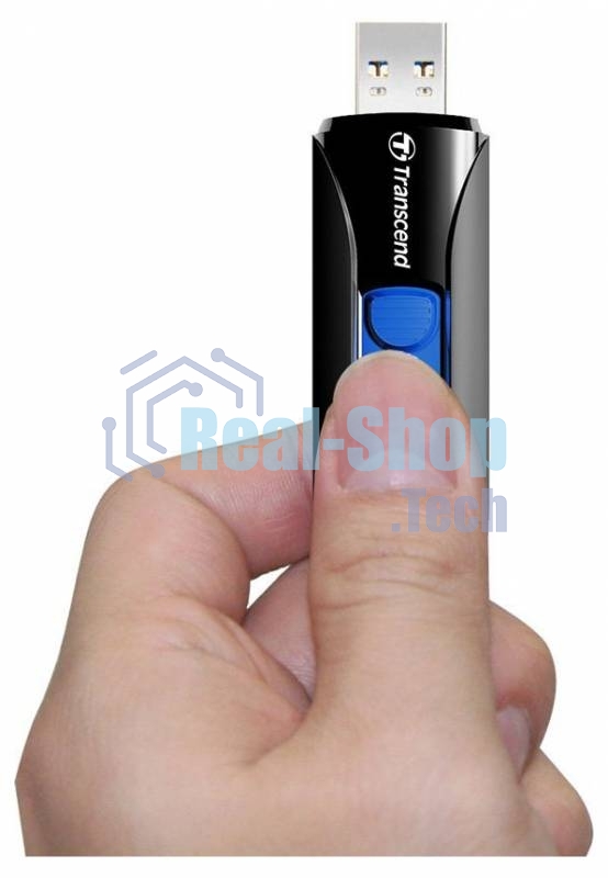 Флешка USB Transcend JetFlash 790 (TS128GJF790K), 128Gb, USB 3.0, R/W 90/40, черный/синий