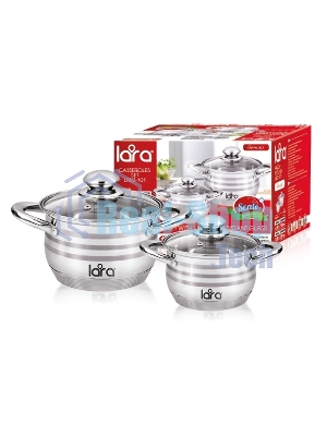 Набор посуды Lara LR02-101 Sonata 4пр. LR02-101 Набор посуды Lara Sonata, 4 пр., (кастр. 2.9 л + 4.9 л) стеклян. крышки