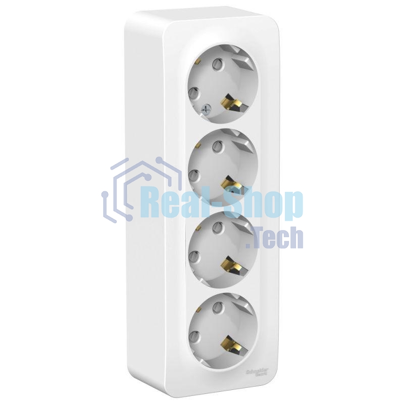 Розетка 4-м ОП Blanca 16А 250В защ. шторки с заземл. изол. пласт. белый SchE BLNRA011411