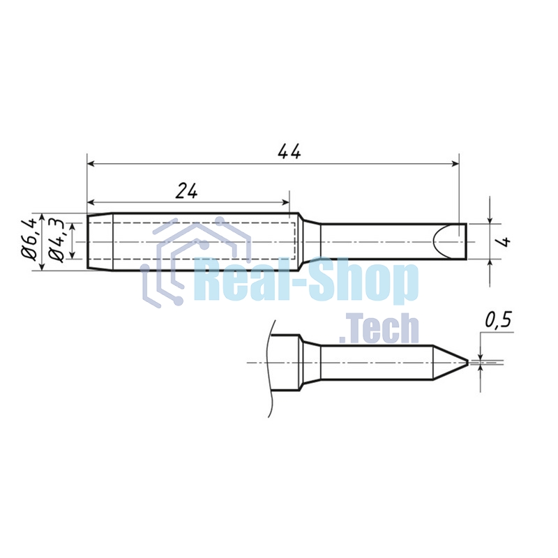 Жало Rexant для паяльника серии 900М, Ø 4.3 мм, тип плоский большой 4.0 мм